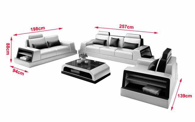 Multifunktiouns Canapé Relax Sofa Lieder Polster Dräi-Sëtzer Design 3er Nei Couchen
