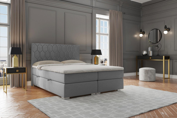 Boxspringbett Hotel Duebel 180x200cm Luxusbétt Polsterfunktioun Këschtegro.