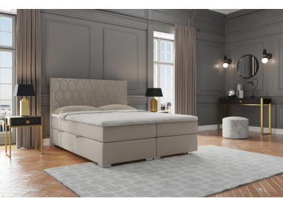 Boxspring Bett Hotel Luxus Better Polster Funktioun Këscht Beige Duebel 180x200