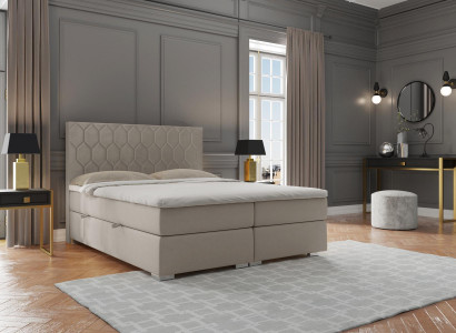 Boxspring Bett Hotel Luxus Better Polster Funktioun Këscht Beige Duebel 180x200
