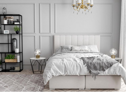 Boxspring Bett Hotel Duebel Luxus Better Polster Bettkëscht Funktioun Beige Nei