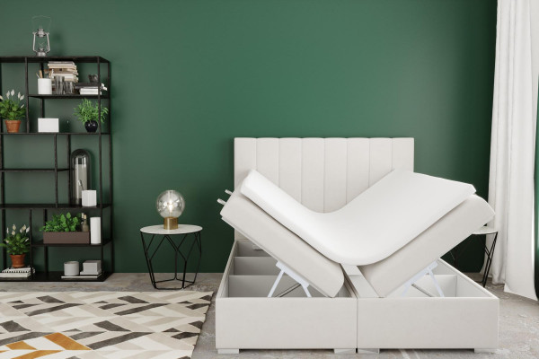 Boxspring Bett Hotel Duebel Luxus Better Polster Bettkëscht Funktioun Beige Nei
