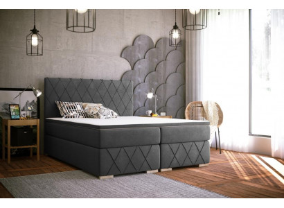 Duebelbett Komplett Set Matratz Boxspring Topper Better Funktioun Këscht Hotel
