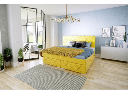 Bett Komplett-Set Duebel Matrass Boxspring Topper Better Funktioun Këscht