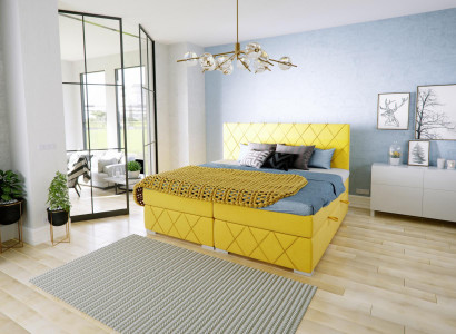 Bett Komplett-Set Duebel Matrass Boxspring Topper Better Funktioun Këscht