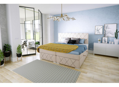 Boxspring Bett Komplett Set Duebel Matratz Topper Better Funktioun Këscht Hotel