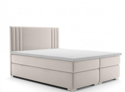 Boxspringbett Hotel-Doppelbett Luxusbetter Polsterfunktioun Bettkëscht Beige