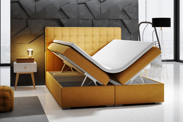 Boxspringbett Hotel Duebel 160x200 cm Luxus Better Polster Bettkëschtefunktioun