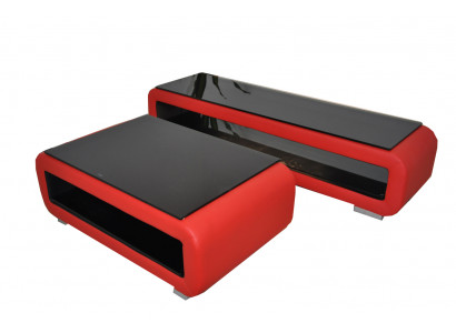 Designer Canapé Dësch Polster Lieder Glas Moderne Dësch CT9010 + RTV TS1010 +USB