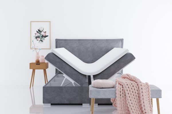 Modern Hotel Boxspring Better Duebel Luxus Bett Polster Këscht Funktioun Stof