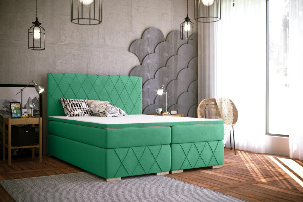 Boxspring Bett Komplett Set mat Matratze & Topper Luxus Polster Textil Better