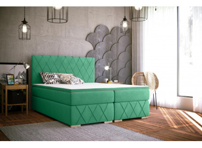 Boxspring Bett Komplett Set mat Matratze & Topper Luxus Polster Textil Better