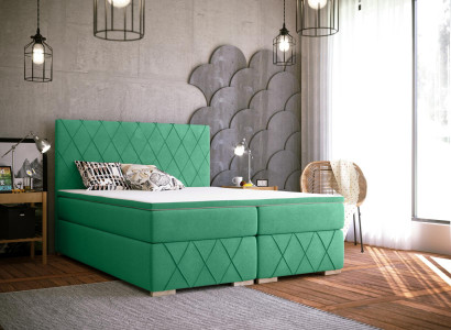 Boxspring Bett Komplett Set mat Matratze & Topper Luxus Polster Textil Better