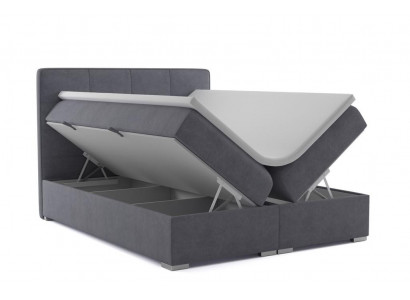 Boxspring Bett Hotel Duebel Samt Textil Luxus Better Polster Bettekasten Funktioun