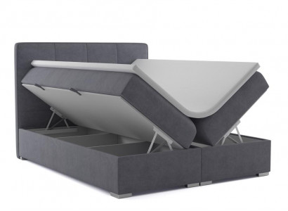 Boxspring Bett Hotel Duebel Samt Textil Luxus Better Polster Bettekasten Funktioun