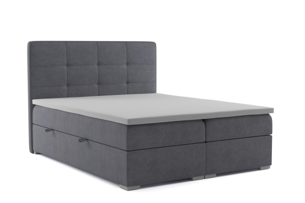 Boxspring Bett Hotel Duebel Samt Textil Luxus Better Polster Bettekasten Funktioun