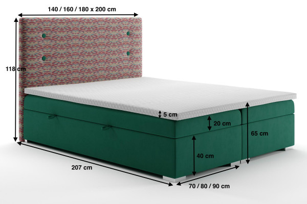 Boxspringbett Funktioun Hotel Duebel Komplett Set Topper Matratz Better Këscht
