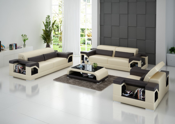 Ledercouch Canapé Sofagarnitur Set 3+2+1 Sëtzer Garnitur Design Modern Canapé