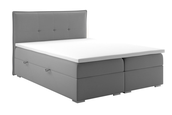 Boxspring-Bett Hotel Duebel Textil Grau Luxus Better Polster Bettkëscht Funktioun