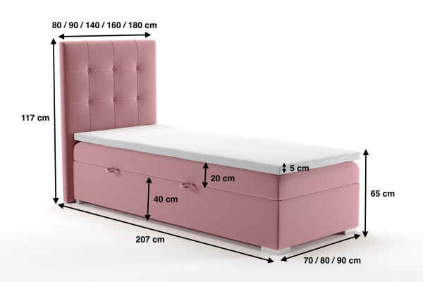 Luxus Boxspring-Bett Betten Hotel Polster Bettkastefunktion 90x200cm