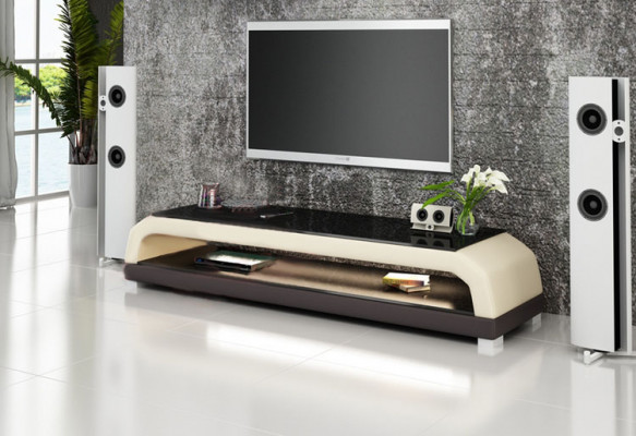 RTV TV Säitbord Lieder Glas Dësch Fernseh Schaf Dësch Designer 6108