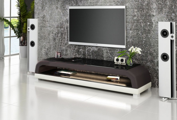 RTV TV Säitbord Lieder Glas Dësch Fernseh Schaf Dësch Designer 6108