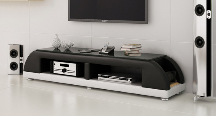 RTV TV Säitendësch Lieder Glas Dësch Fernseh Schief Dësch Lowboard Mo.A