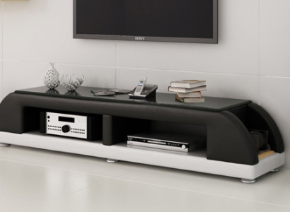 RTV TV Säitendësch Lieder Glas Dësch Fernseh Schief Dësch Lowboard Mo.A