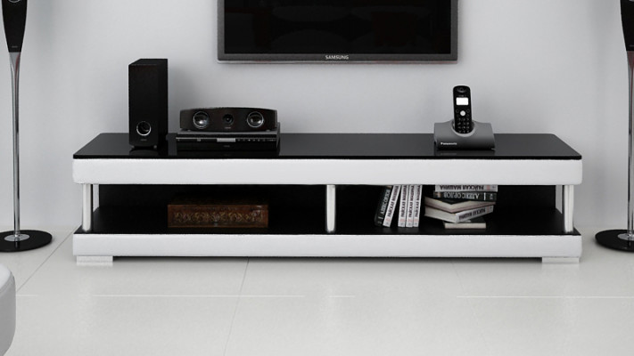 RTV TV Säitbord Léier Glas Dësch Televisioun Schaf Dësch Lowboard Mo.C