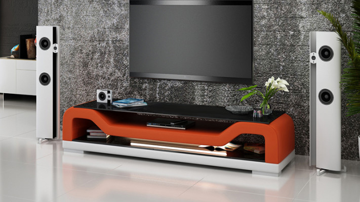 RTV TV Säitendësch Lieder Glas Dësch Fernseh Schaf Sideboard Mo.F.