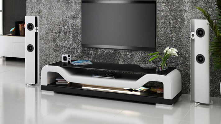 RTV TV Säitendësch Lieder Glas Dësch Fernseh Schaf Sideboard Mo.F.