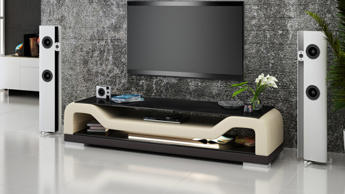 RTV TV Säitendësch Lieder Glas Dësch Fernseh Schaf Sideboard Mo.F.