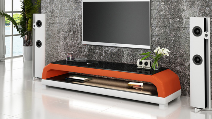 RTV TV Säitestull Lieder Glas Dësch Fernseh Schaf Dësch Lowboard Mo.G.