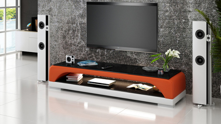 RTV TV Sideboard Lieder Glas Dësch Fernseh Schaf Dësch Lowboard Mo.H