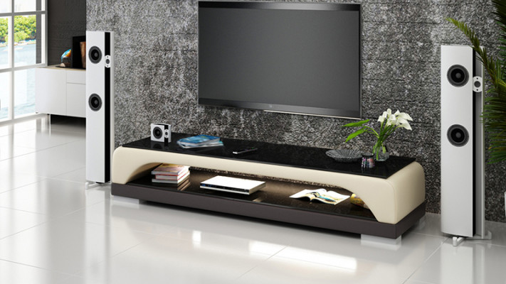 RTV TV Sideboard Lieder Glas Dësch Fernseh Schaf Dësch Lowboard Mo.H