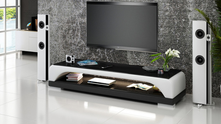 RTV TV Sideboard Lieder Glas Dësch Fernseh Schaf Dësch Lowboard Mo.H