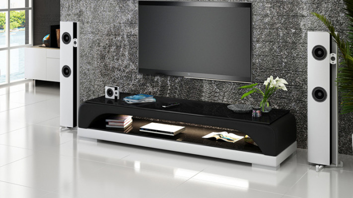 RTV TV Sideboard Lieder Glas Dësch Fernseh Schaf Dësch Lowboard Mo.H