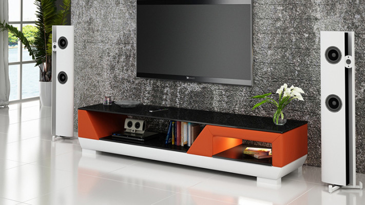 RTV TV Sideboard Lieder Glas Dësch Fernseh Schaf Dësch Lowboard Mo.I
