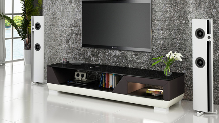 RTV TV Sideboard Lieder Glas Dësch Fernseh Schaf Dësch Lowboard Mo.I