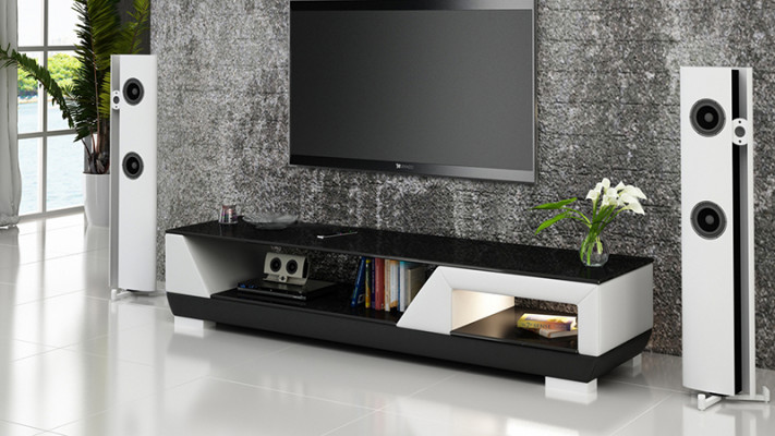RTV TV Sideboard Lieder Glas Dësch Fernseh Schaf Dësch Lowboard Mo.I