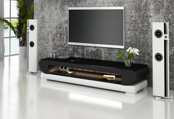 RTV TV Säitendësch Lieder Glas Dësch Fernseh Schaf Dekor Dësch Designer