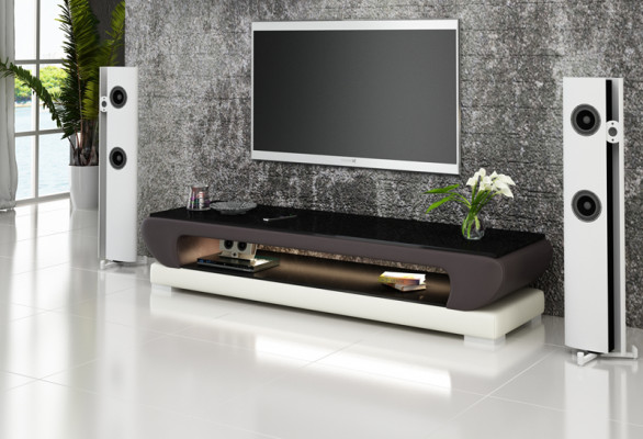 RTV TV Säitendësch Lieder Glas Dësch Fernseh Schaf Dekor Dësch Designer