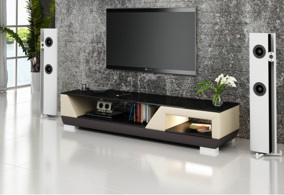 RTV TV Säitestuff Lieder Glas Dekor Dësch Fernseh Schaf Dësch Designer