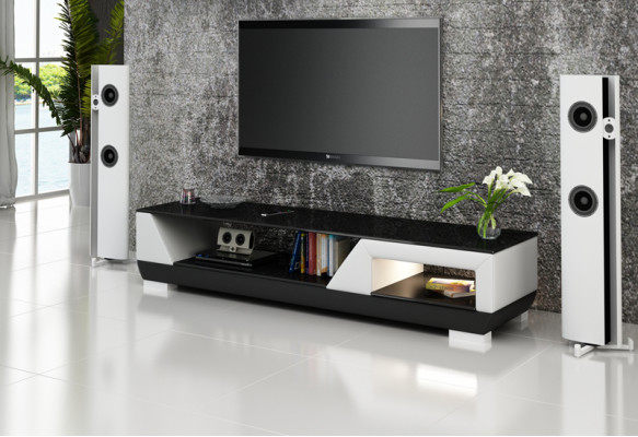 RTV TV Säitestuff Lieder Glas Dekor Dësch Fernseh Schaf Dësch Designer
