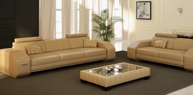 Ledercouch Sofagarnitur 3+2+1 Lieder Coush Polster Sëtz Designer Garnitur JarksonW