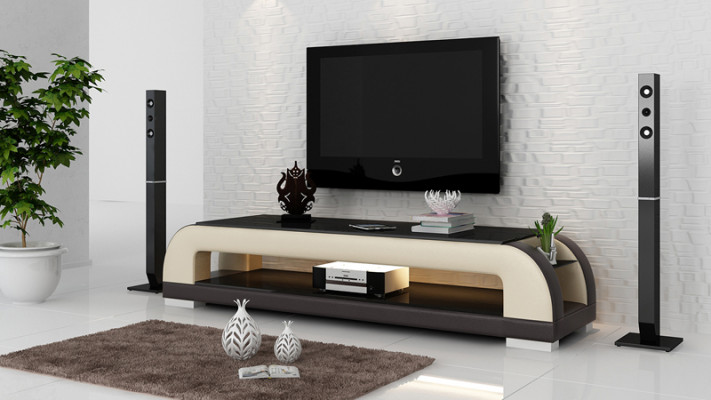 RTV TV-Säitendësch Dekor Lieder Glas Dësch Dësch Fernseh Schaf Designer
