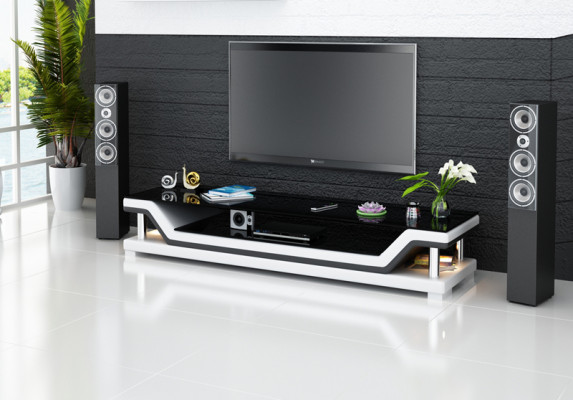 RTV TV Säitendësch Lieder Glas Dësch Fernsee Schaf Designer TS1003