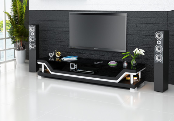 RTV TV Säitendësch Lieder Glas Dësch Fernsee Schaf Designer TS1003