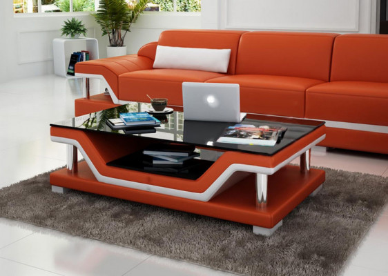Designer Couchtisch Polster Dësch Lieder Glas Moderne Dëscher #SB3009