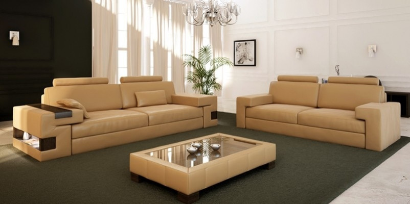 Ledercouch Sofagarnitur 3+2+1 Couch Setzer Këssen Sofa Garnitur Set Nassau Braun